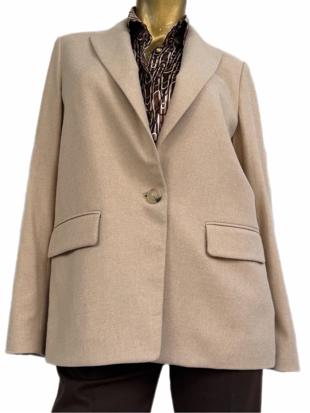 Vince Italian Wool Blend Single Button Blazer Beige Size 6